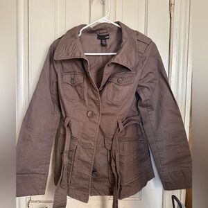 H&M Women's Taupe Utility Jacket with Belted Waist